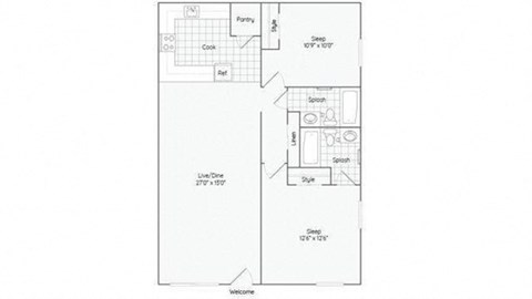 walnut Floor Plan at Oak Park Apartments, Solvang, California
