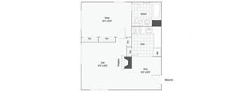 1 Bedroom 1 Bath Floor Plan at Pinney Brook, Ellington
