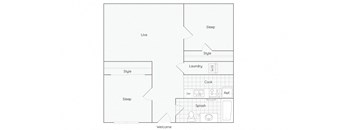 a floor plan of a 1 bedroom apartment