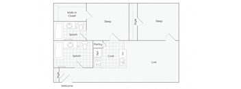 a floor plan of a 1 bedroom apartment