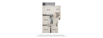 Floor plan for a 3 bedroom 2 bath