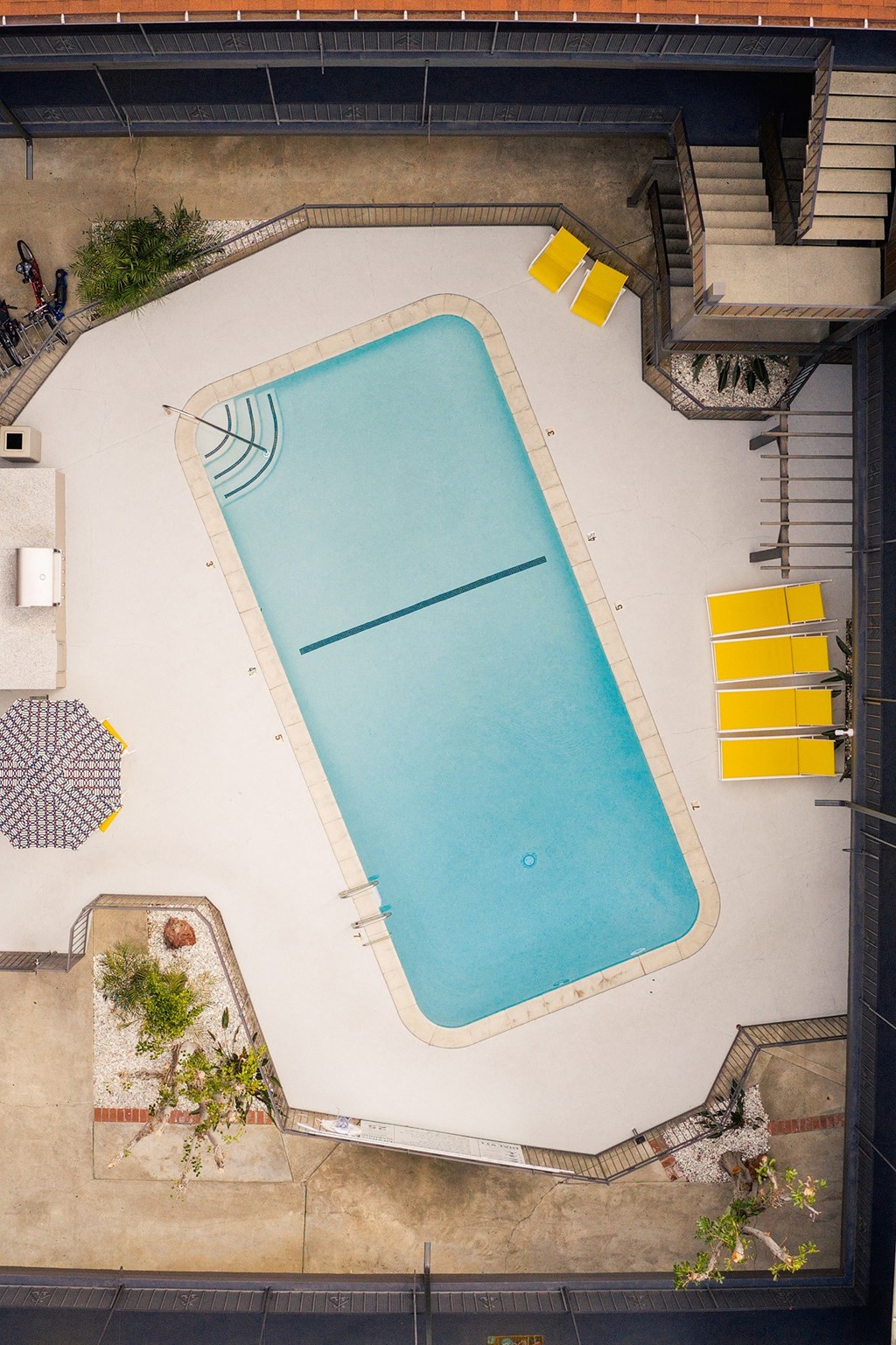 Overhead view of a swimming pool