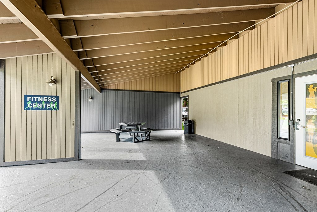 A fitness center is located in this building.