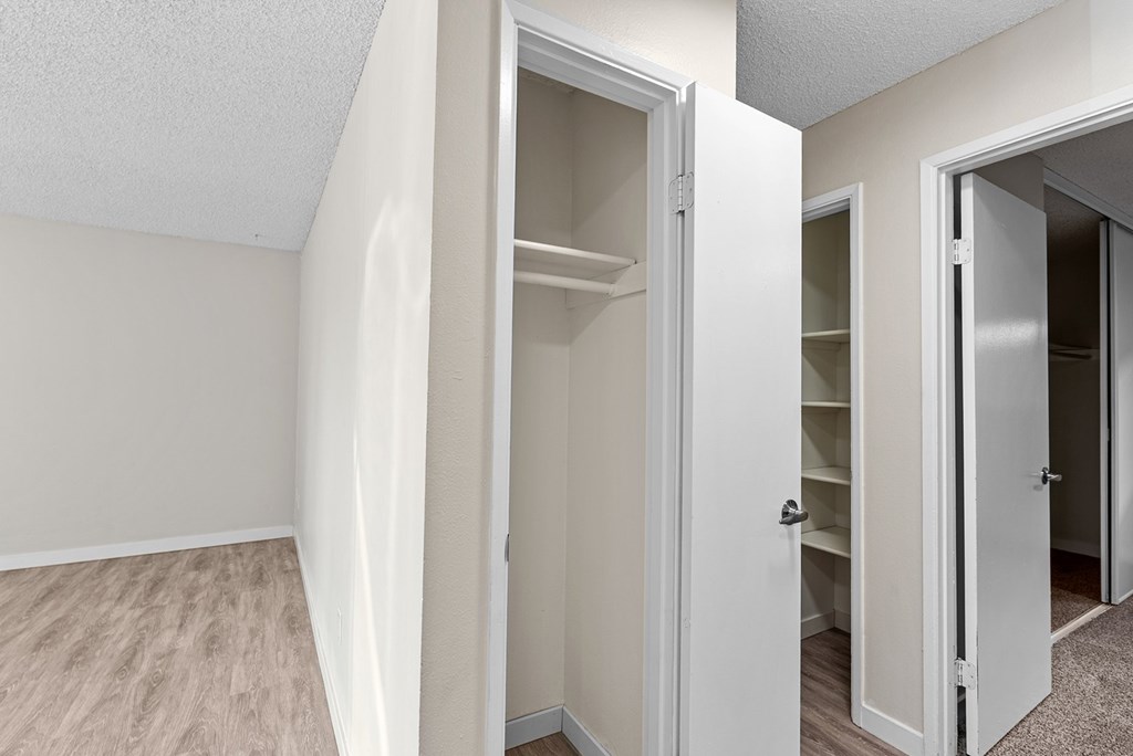 Hallway closets and wooden floors