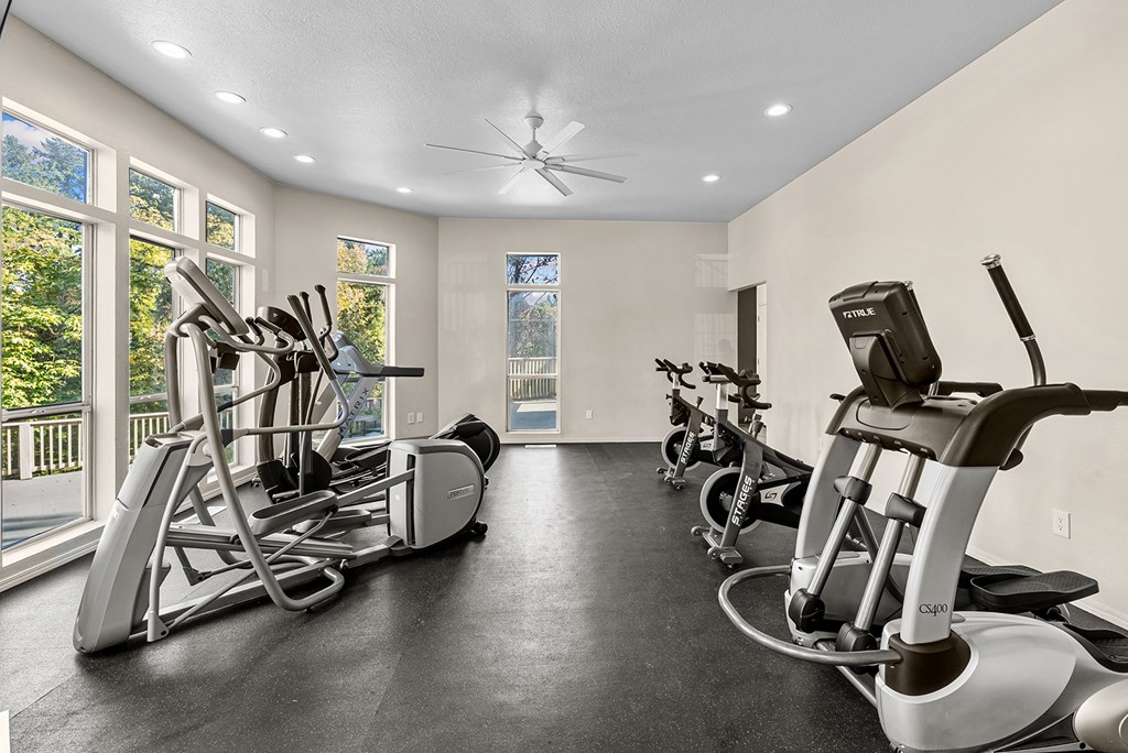 Fitness center with various equipment