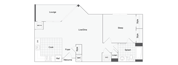 Studio 1 bath floor plan K at Arrive Wheaton, Wheaton, 20902