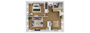 1 bedroom floor plan at Fox Hill Commons, Connecticut