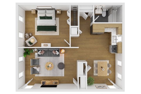 1 bedroom floor plan at Fox Hill Commons, Connecticut