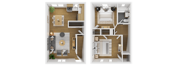 Two bedroom floor plan duplex at Fox Hill Commons, Connecticut, 06066