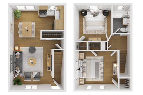 Two bedroom floor plan duplex at Fox Hill Commons, Connecticut, 06066