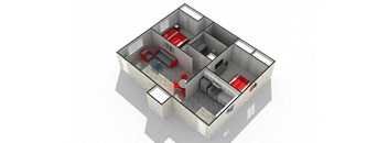 2 bed 2 bath floor plan B at The Clarendon Apartment Homes, Illinois
