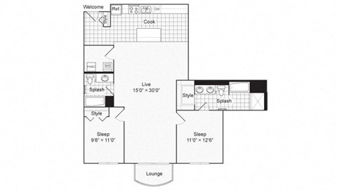 Gamble Floor Plan at Renew Five Ninety Five, Des Plaines, IL, 60016