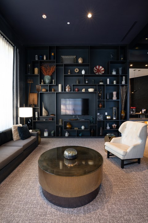 Sitting area in the lobby of Arrive Federal Hill