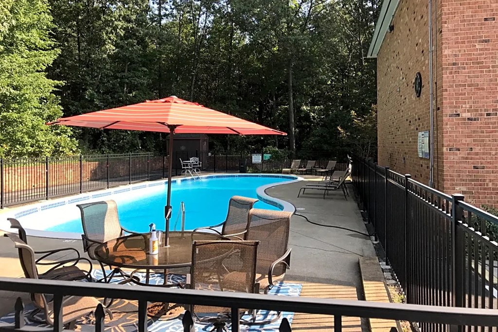 Pool and outdoor table at The Jeffersonian, Charlottesville, VA