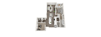 1 bedroom + 1.5 bath floor plan A at Arrive Los Carneros Apartments, Goleta