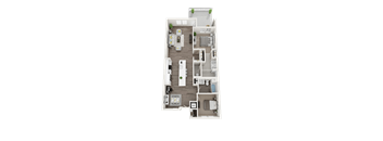 2 bedroom + 2 bath floor plan at Arrive Los Carneros Apartments, California