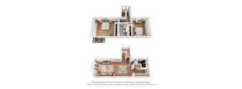 Floorplan for a 2 bedroom and 1 bath apartment