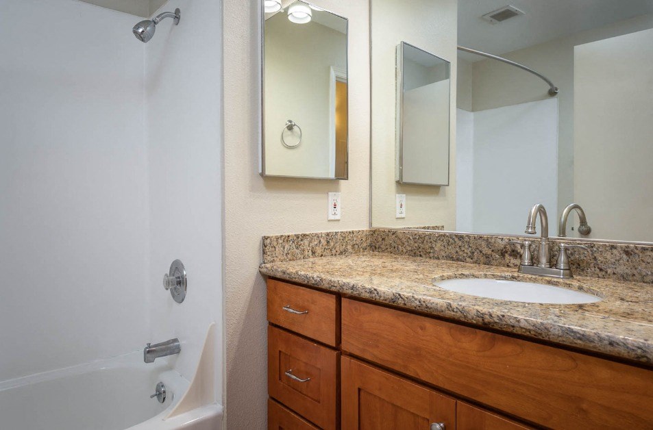 bathroom interior at Maurice Dear Apartments, Portland, OR