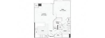 1 bedroom 1 bath floor plan P at Arrive Wheaton, Maryland, 20902