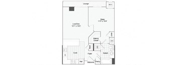 1 bedroom 1 bath floor plan H at Arrive Wheaton, Maryland, 20902
