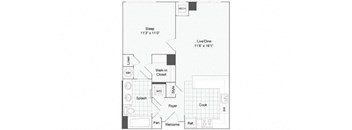 1 bedroom 1 bath floor plan L at Arrive Wheaton, Wheaton, 20902