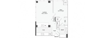 1 bedroom 1 bath floor plan F at Arrive Wheaton, Wheaton