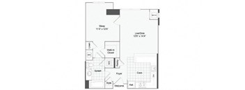 1 bedroom 1 bath floor plan K at Arrive Wheaton, Wheaton, 20902