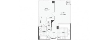 1 bedroom 1 bath floor plan J at Arrive Wheaton, Wheaton, MD