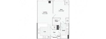 1 bedroom 1 bath floor plan I at Arrive Wheaton, Wheaton, MD, 20902