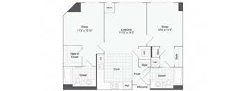 2 bedroom 2 bath floor plan B at Arrive Wheaton, Wheaton, 20902