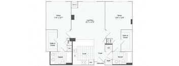 2 bedroom 2 bath floor plan L at Arrive Wheaton, Maryland