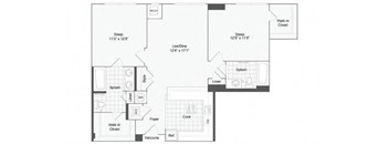 2 bedroom 2 bath floor plan H at Arrive Wheaton, Wheaton, MD