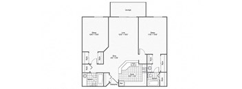 2 bed 2 bath floor plan at Twelve 501 Apartment Homes, Burnsville, MN