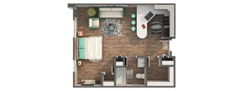 Studio 1 bath floor plan at Zen Chaska, Chaska, Minnesota