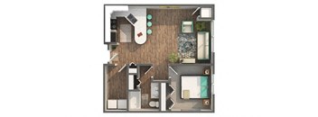 1 bed 1 bath floor plan A at Zen Chaska, Minnesota