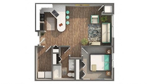 1 bed 1 bath floor plan A at Zen Chaska, Minnesota