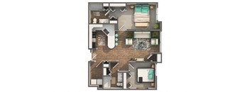 2 bed 2 bath floor plan B at Zen Chaska, Chaska, Minnesota