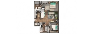 2 bed 2 bath floor plan at Zen Chaska, Chaska, MN