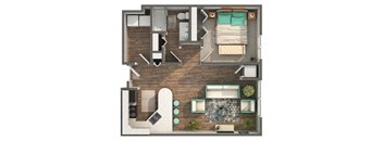 1 bed 1 bath floor plan E at Zen Chaska, Chaska, 55318