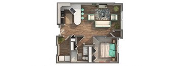 1 bed 1 bath floor plan C at Zen Chaska, Chaska, MN, 55318