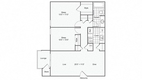 The Camelot Floor Plan at The Avalon Apartment Homes, Chesterfield, Missouri