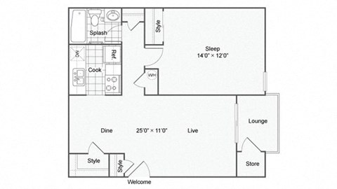 The Venetian Floor Plan at The Avalon Apartment Homes, Chesterfield, 63017