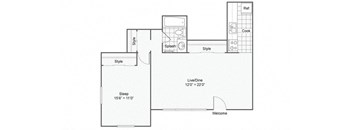 Peony Floor Plan at The Magnolia Apartment Homes, Chesterfield, 63017