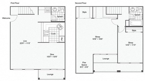 Poppy Floor Plan at The Magnolia Apartment Homes, Missouri, 63017