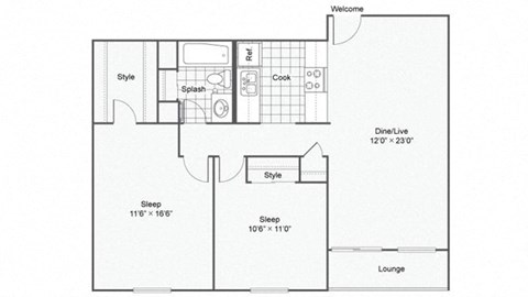 Tulip Floor Plan at The Magnolia Apartment Homes, Chesterfield, 63017
