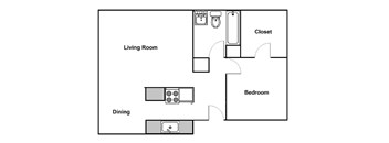 One Bedroom B at Cascade Vista, Portland, Oregon