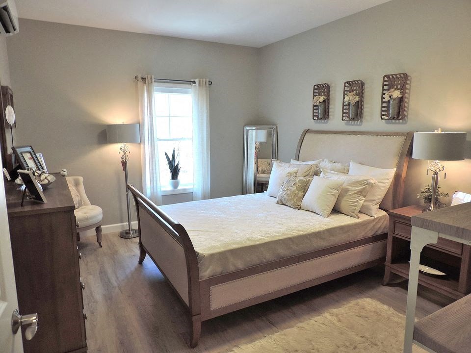 bedroom with a bed and a desk and a window at Lofts at 335, Stratford, CT, 06615