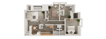 3D floorplan of 3 bedroom apartment