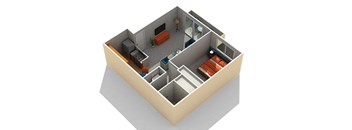 1 Bedroom Floor Plan at OceanAire Apartment Homes, California