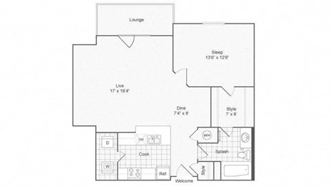 1 bed 1 bath Alderbonus Floor Plan at ReNew Glenmoore, Glenmoore